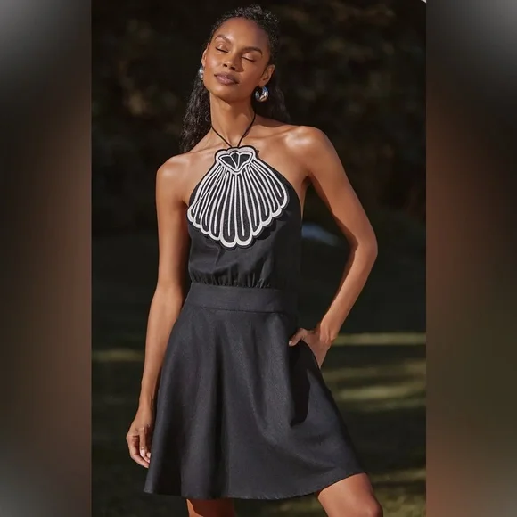 green emerald velvet dress Farm Rio Embroidered Tulle Black Mini Dress  SPACE by Leslie Beard